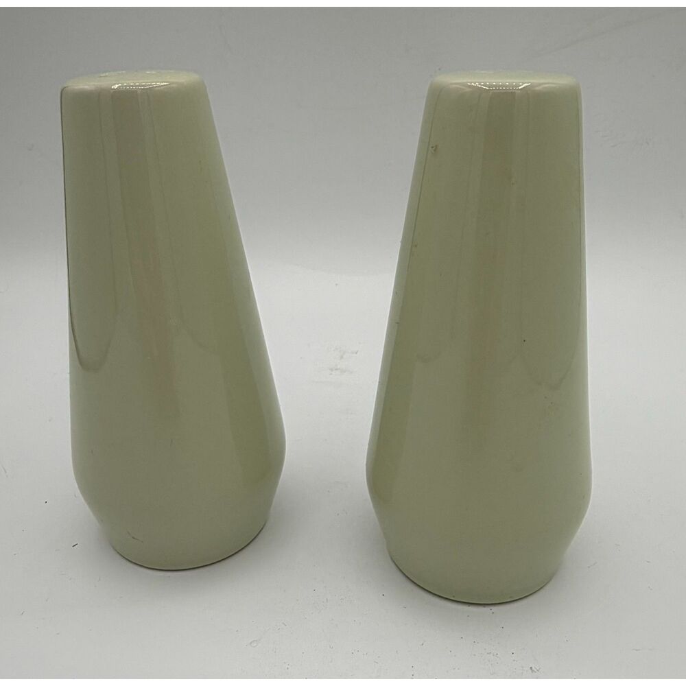 Pair Mid Century Salt and Pepper Shakers Minimalist Sage Green Scandi Style
